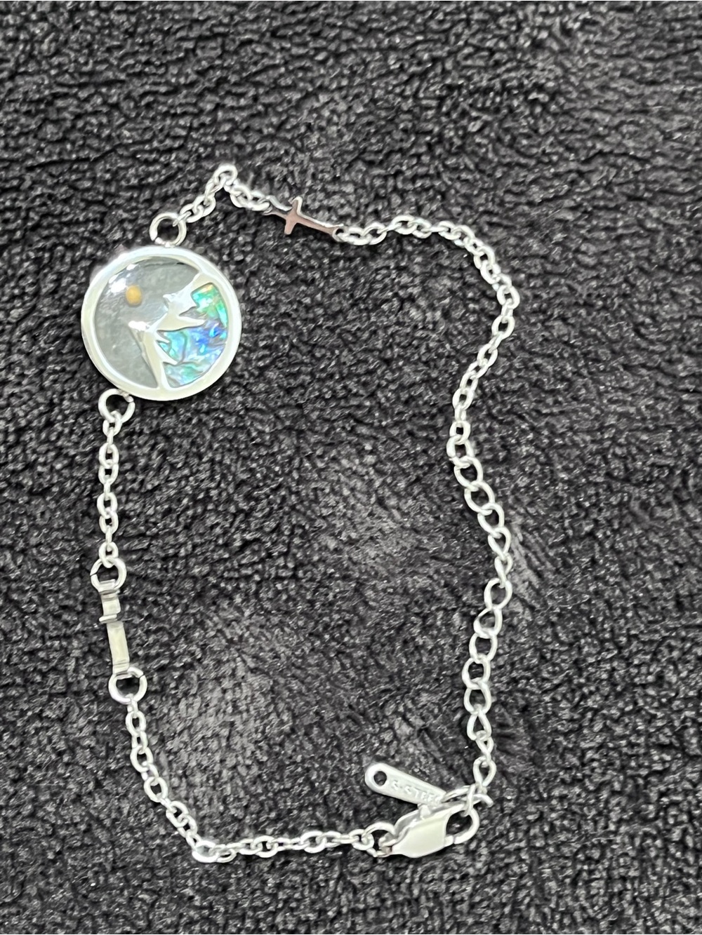 Stainless Steel Mountain Abalone Shell Mustard Seed Faith Bracelet Cross 9" - Picture 5 of 6